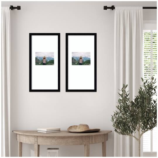 Kate and Laurel 11" x 20" Svelte Noir Black Photo Frames with 5" x 7" Mat, 2ct.
